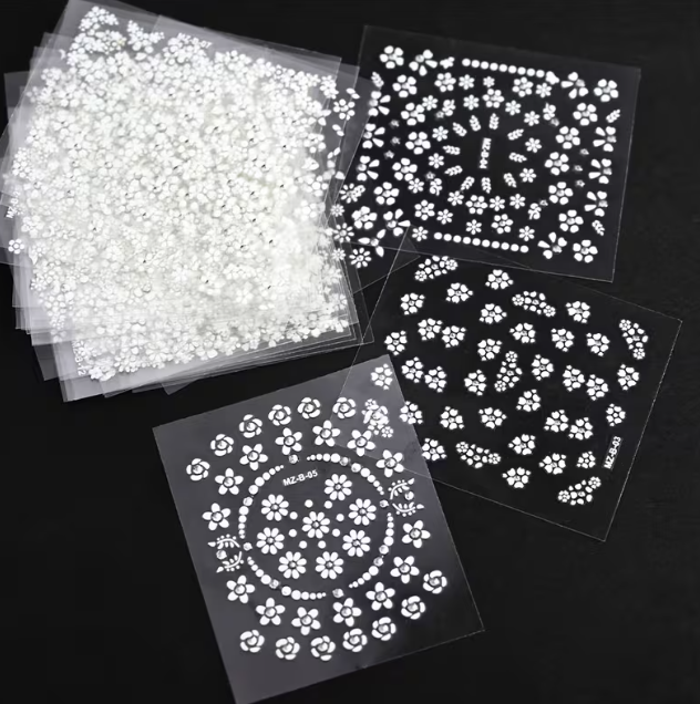 White Floral Nail Art Sticker - Image 2