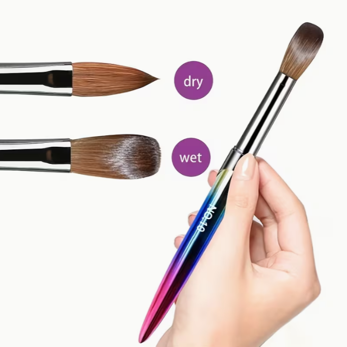 Gradient Steel Acrylic Kolinsky Nail Brush #10 - Image 4