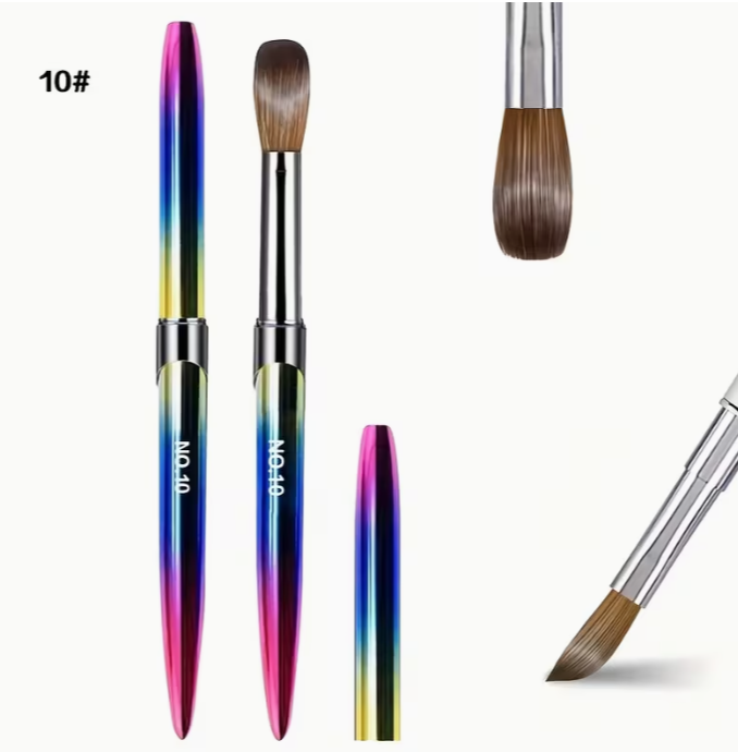 Gradient Steel Acrylic Kolinsky Nail Brush #10 - Image 3