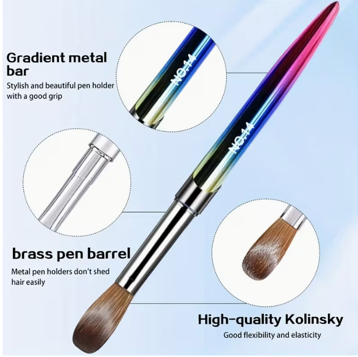Gradient Steel Acrylic Kolinsky Nail Brush #10 - Image 2