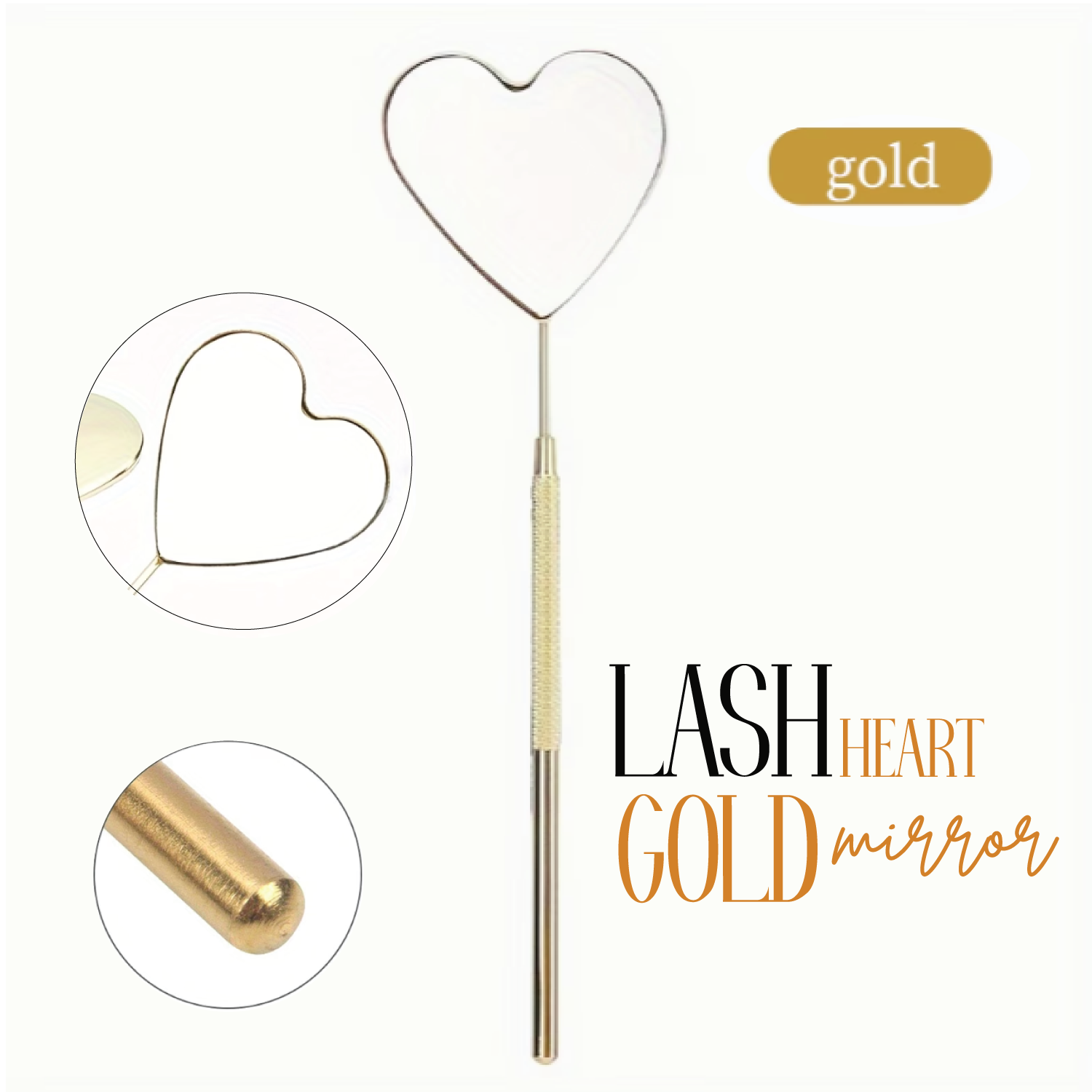 Lash Heart Gold Steel Mirror